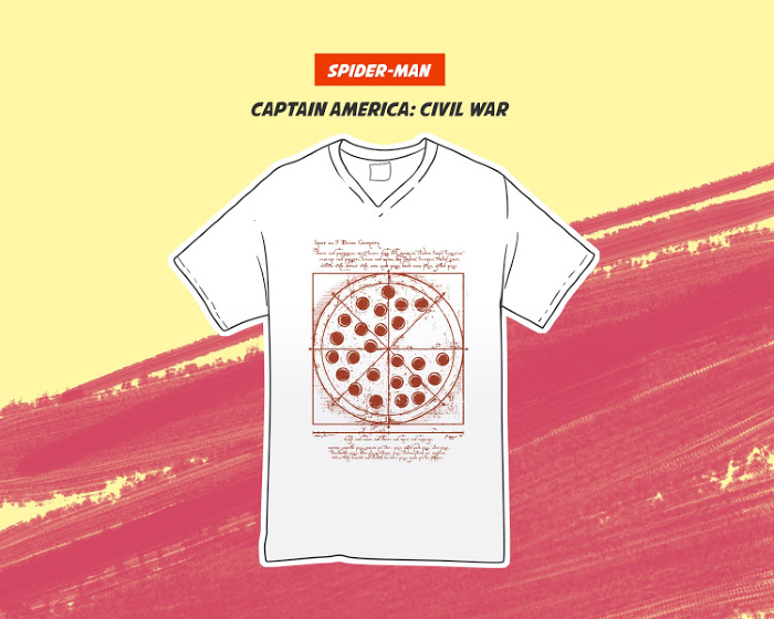 Spider-Man Vitruvian Pizza T-Shirt Slider