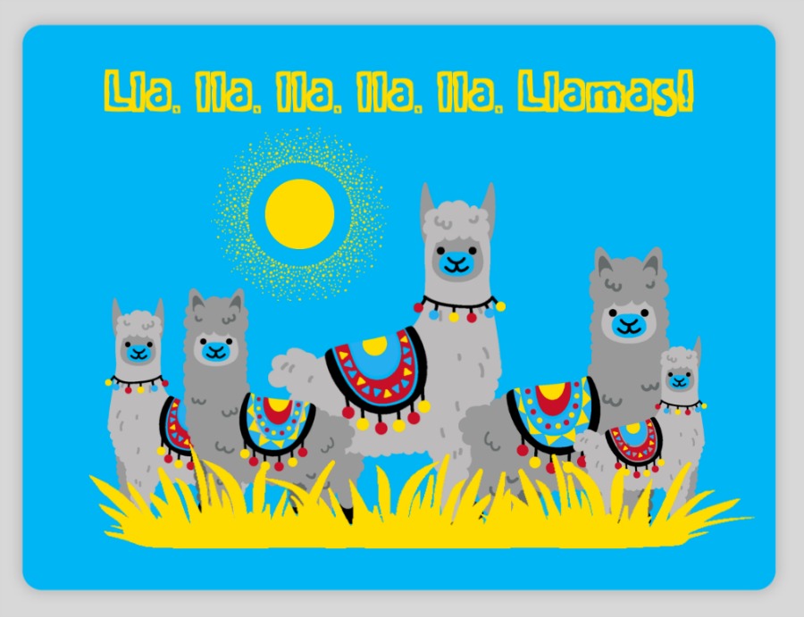 custom laptop sticker with a bunch of llamas