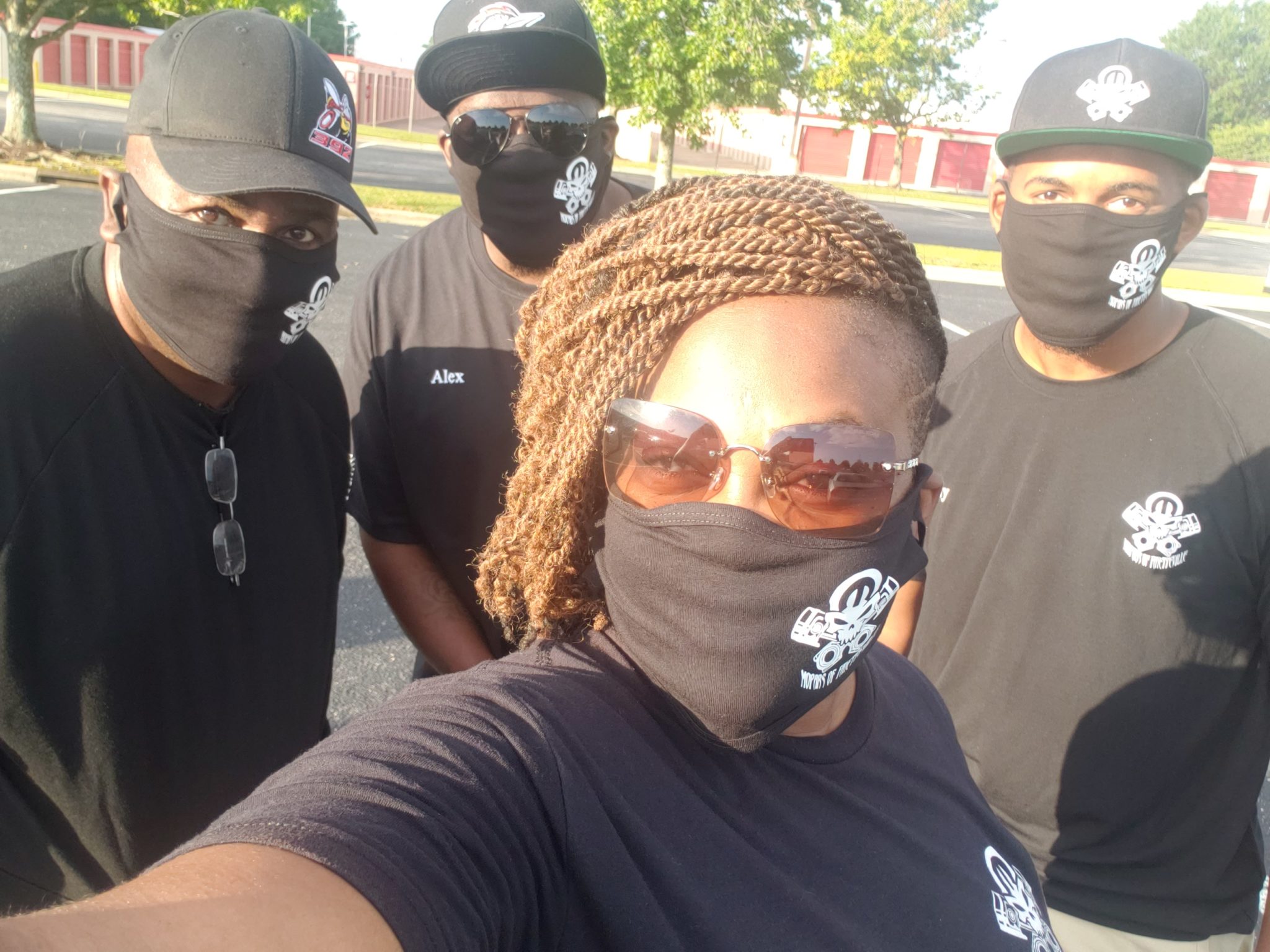 a group in their custom masks