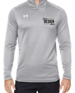 This gray and white Under Armour Command Performance Quarter Zip Sweatshirt is an excellent choice for custom activewear. It looks professional while wicking away moisture, making it easy to wear at the office or the gym.