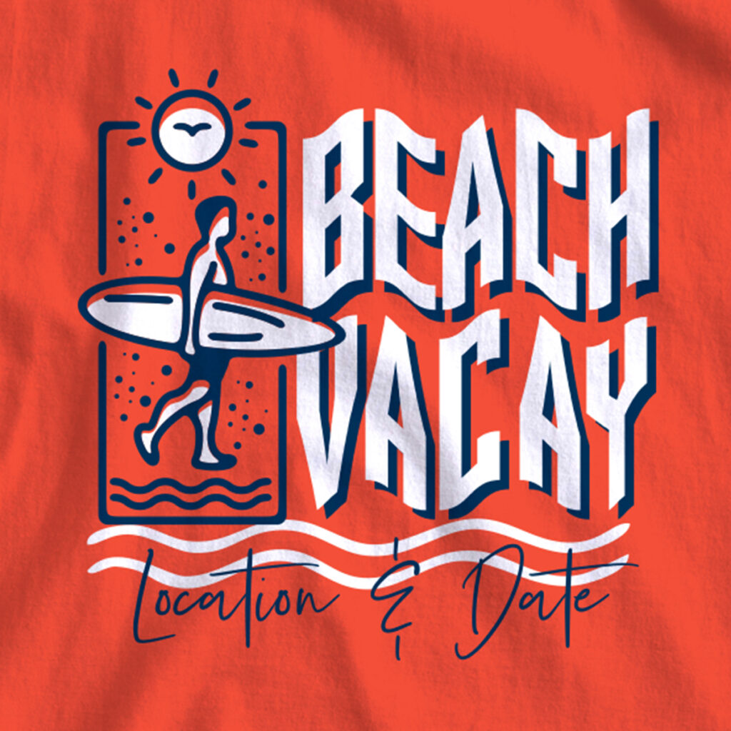 A group vacation design using our new Surfer font.