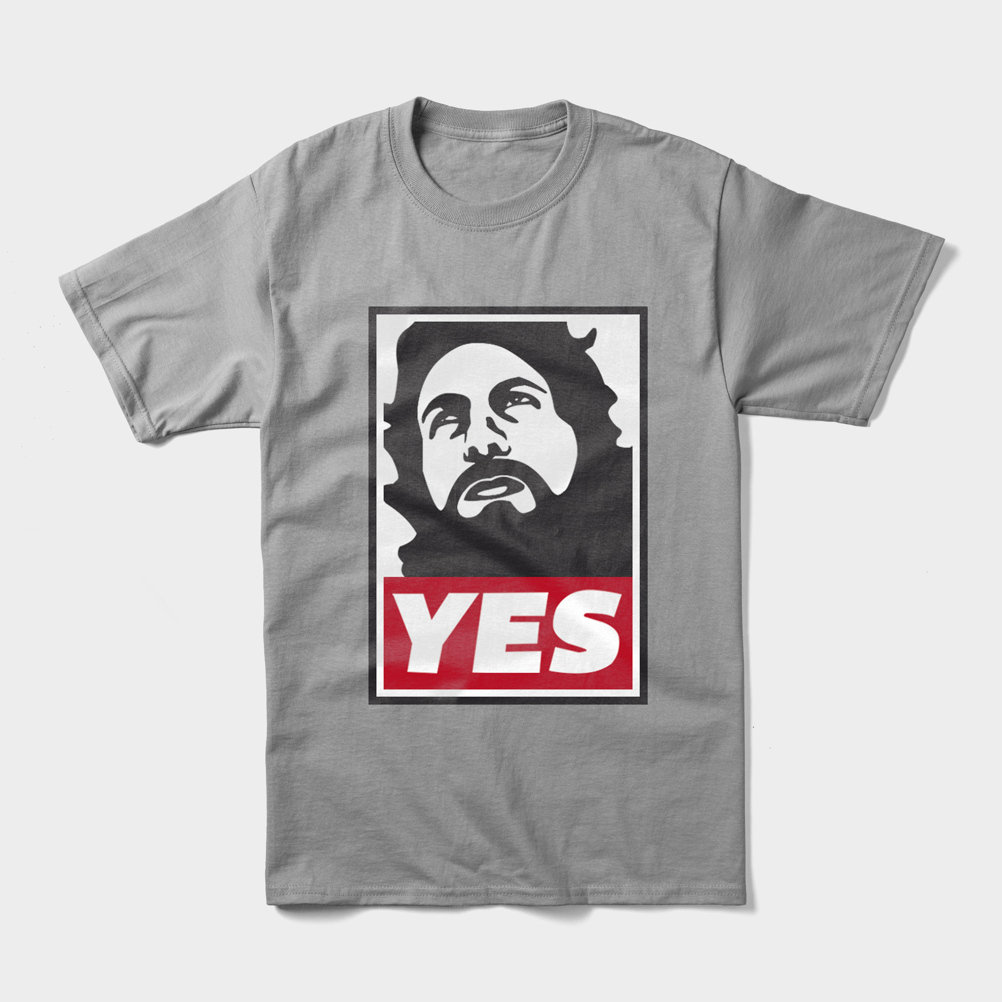 Daniel Bryan's grey t-shirt with an illustration of his face and the word "YES" beneath it. 